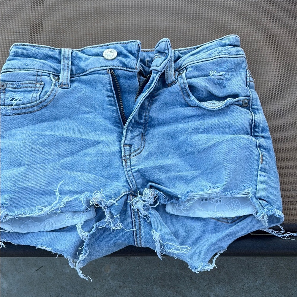 Distressed Blue Denim Women Shorts